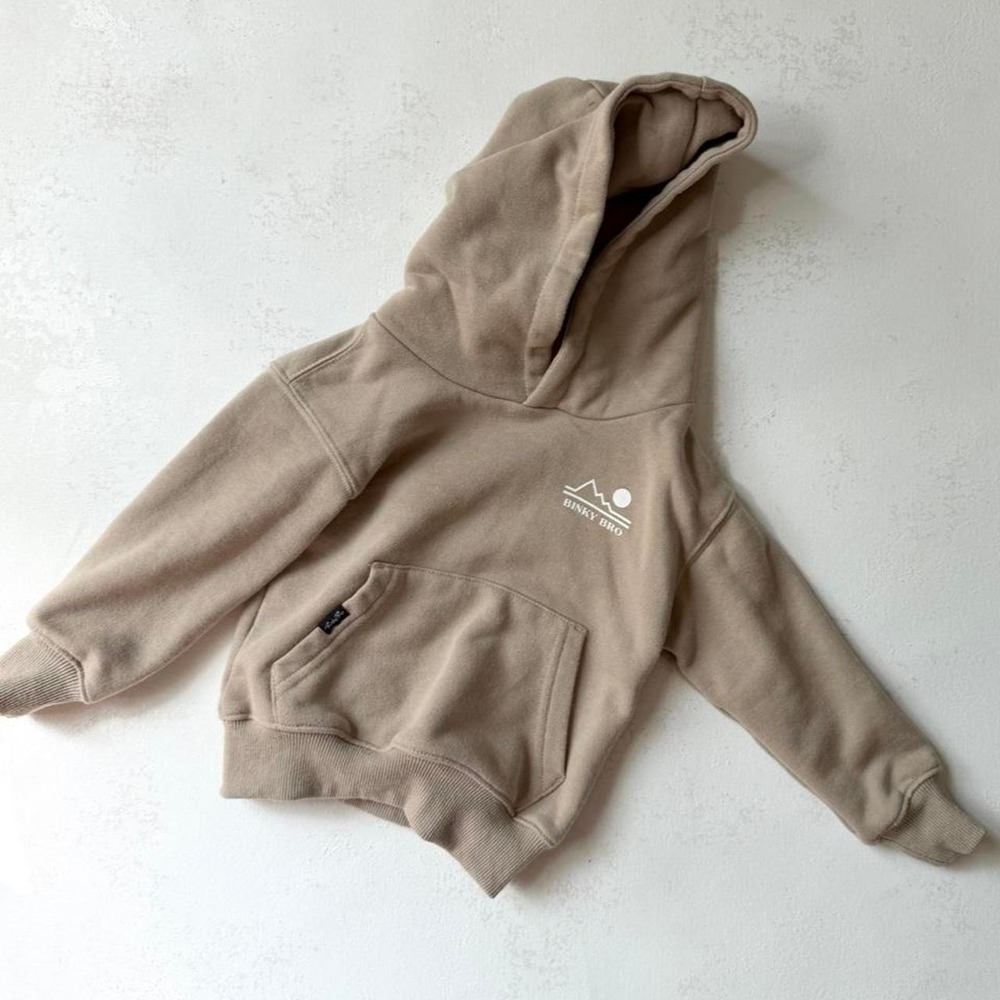 Binky Bro Tan Oversized Hoodie Sweatshirt Size 6-12M Pullover Toddler